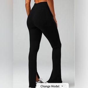 NWT! Fabletics Cloud Seamless High Waisted Split Flare. MP. Black.